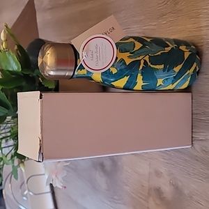 Ann Taylor Factory  metal water bottle. Yellow & Green palms. New in the box.